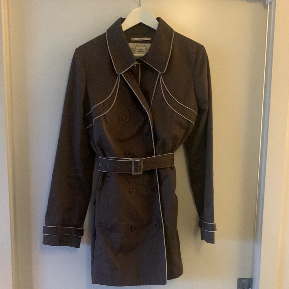 Urban Behavior Brown and White Trench Coat with Belt
